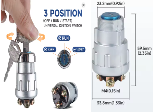 IGNITION SWITCH 3 PIN TAIWAN (TERMINAL W33.8, MM, L 59.5MM)