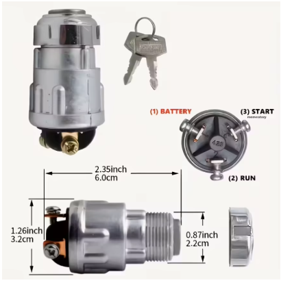 JK453 IGNITION SWITCH 3 PIN  (TERMINAL W33.8, MM, L 59.5MM)