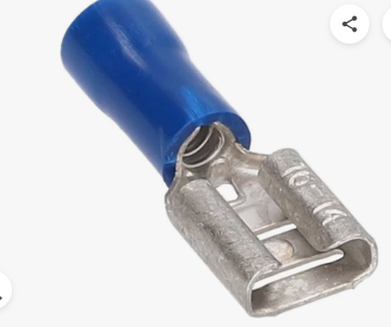 LUGS-FDV2-250 - 16 to 14 AWG Vinyl PVC Insulated Quick Disconnects, Female, Blue, Fully Insulated, 100 Pieces