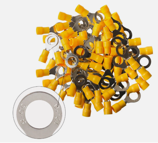 LUGS-Yellow RV5.5-8 Ring insulated Terminal 5/16" Cable Wire Connectors 100PCS