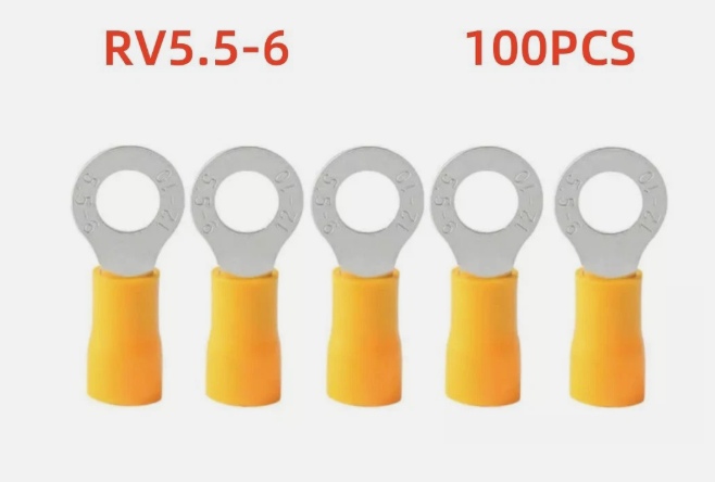 LUGS- Yellow RV5.5-6 (100PCS) Insulated Ring Terminals Electrical Wire Crimp Connectors