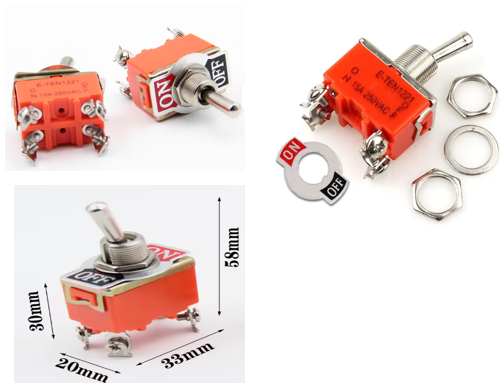 Toggle Switch ON/OFF/ 4 Pin 15A  -1221 -(2 POLE CH)